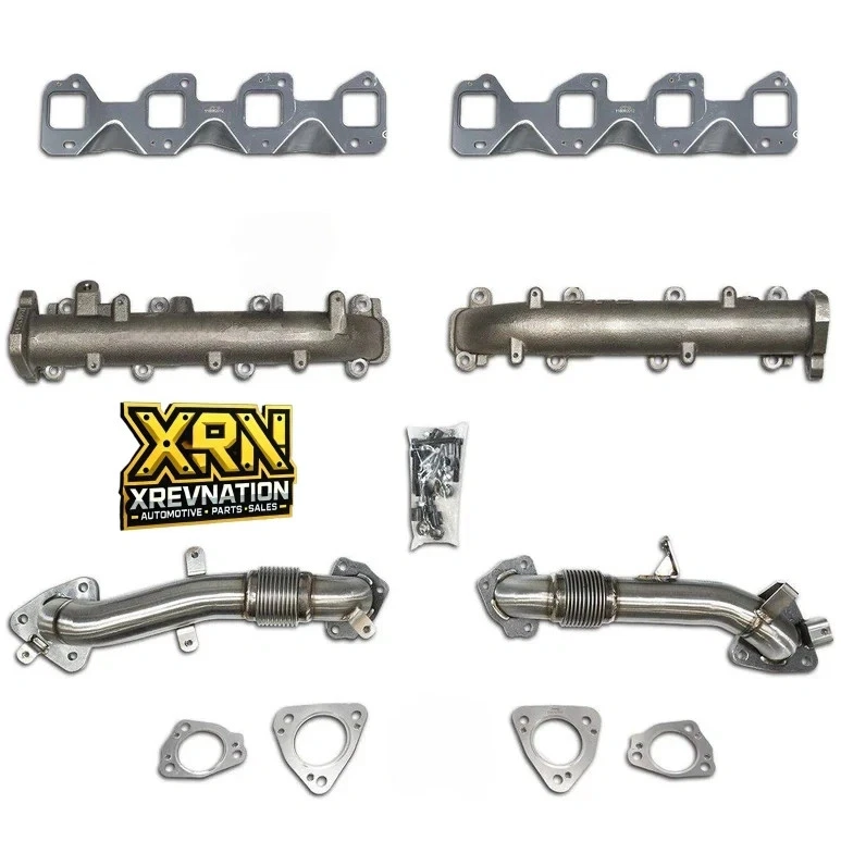 Colector de escape de alto flujo y tubos superiores para 17-21 Chevy GMC 6.6 Duramax diésel L5P Foto 1 de 2