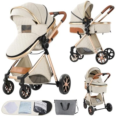 NEW 2 in 1 Baby Stroller Reversible Convertible Bassinet Pushchair 6 gifts White - Image 1 of 4