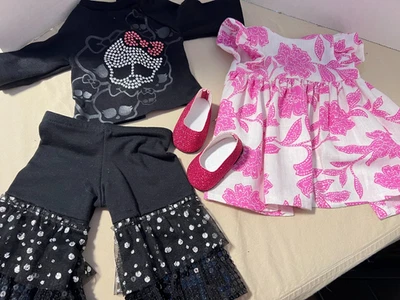 4 PC  Lot - friendly Skeleton Face top, shoes ++made  for 18" American Girl Doll - Image 1 of 4