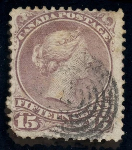 Canada Scott 29 Used Gray Violet 15 cents 1868-76 Lot K099 bhmstamps - Picture 1 of 2