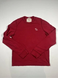 Camisa Abercrombie & Fitch Para Hombre Grande Roja Manga Larga Ajuste Muscular Logo Alce - Imagen 1 de 5