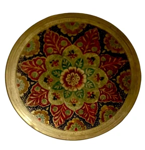 Emaille Messing verziert Dekor Schale rustikal Bauernhaus hergestellt in Pakistan 5" Zoll - Bild 1 von 4