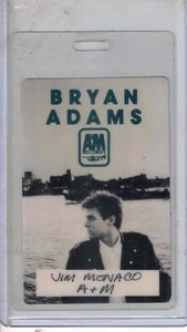 Vintage A&M Records Canada Bryan Adams original Laminated Backstage Pass RARE ! - Picture 1 of 2