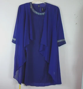 Just Fashion Now Woman's Two Piece Dress Size Large Purple Beaded Flowy - Picture 1 of 12