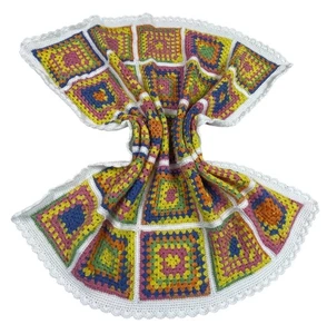 Manta de ganchillo hecha a mano afgana lapgana hasta la rodilla cuna punto de abuela 76 cm x 76 cm - Imagen 1 de 8