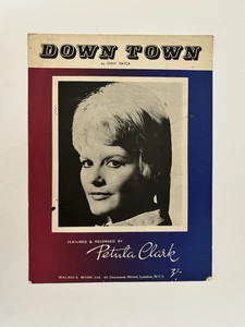 Petula Clark Tony Hatch Sheet Music Down Town Original Vintage 1960s - Picture 1 of 13