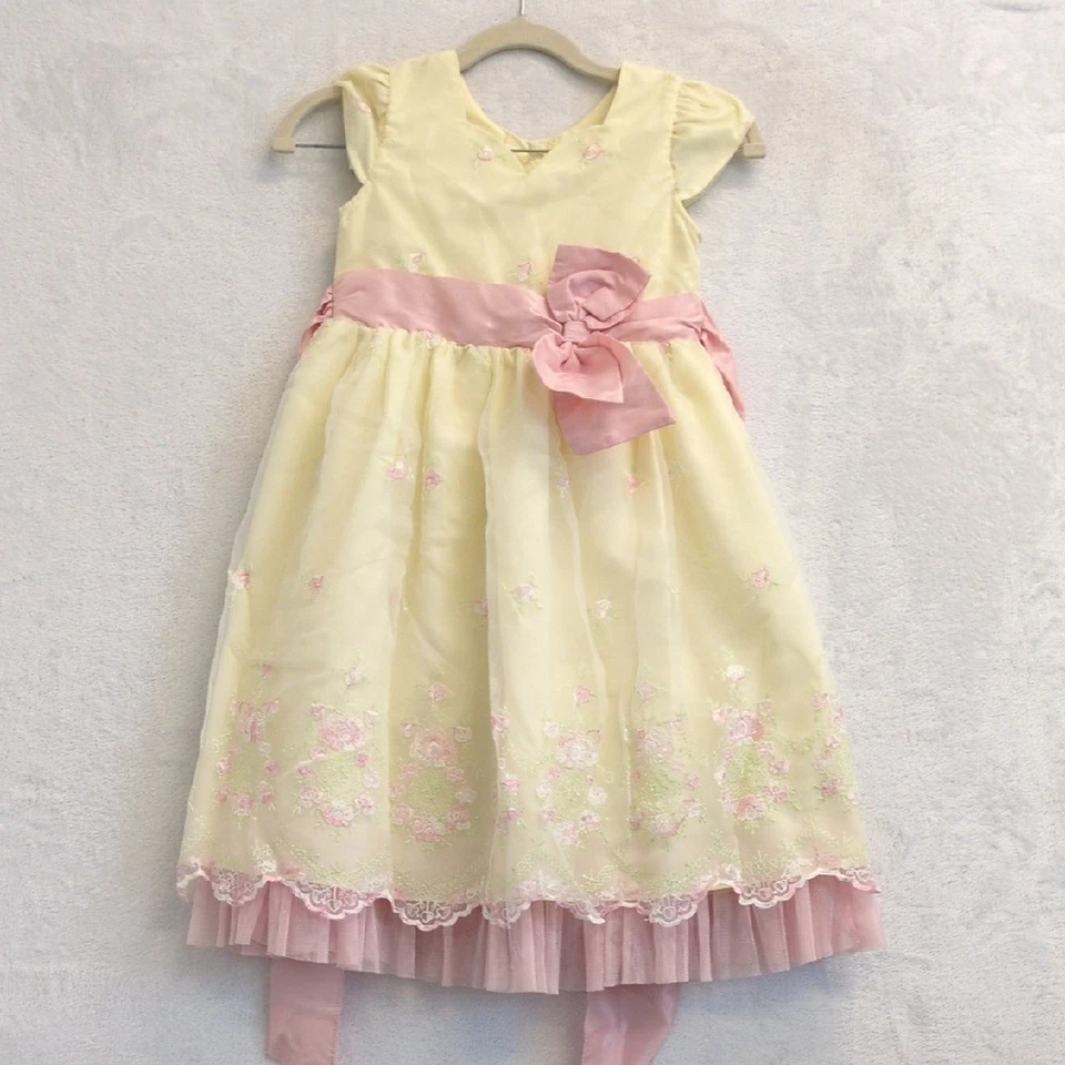 Jona Michelle Girl's Toddler Baby Yellow Embroidered Formal Dress Size 6 - Image 1 of 4