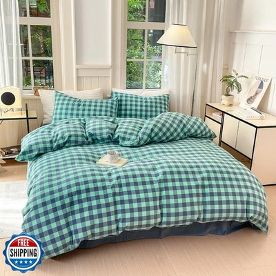 FACE TWO FACE Bedding Duvet Cover Set100% Washed Cotton Duvet Cover Linen Lik - Image 1 of 4