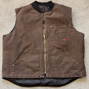 Tough Duck Weste Jacke Herren 2XL Canvas gesteppt braun Reißverschluss ärmellos Workwear - Bild 1 von 6