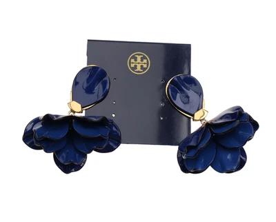 Pendientes colgantes Tory Burch W1215 para mujer esmalte azul flor brote Foto 1 de 3