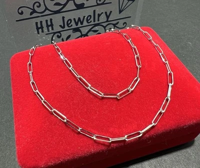 18K White Gold Paperclip Necklace 16 Inch - Image 1 of 4