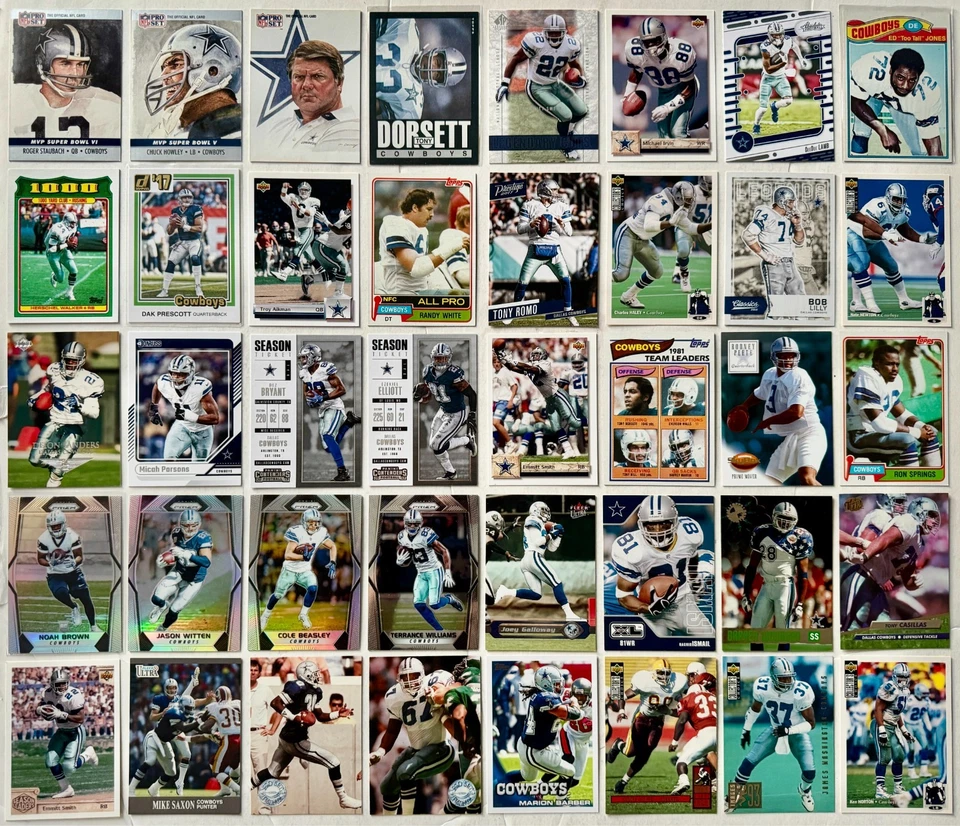 Dallas Cowboys NFL Football Card Lot of 40 Topps Fleer Panini 1970s to 2000s - Image 1 of 4