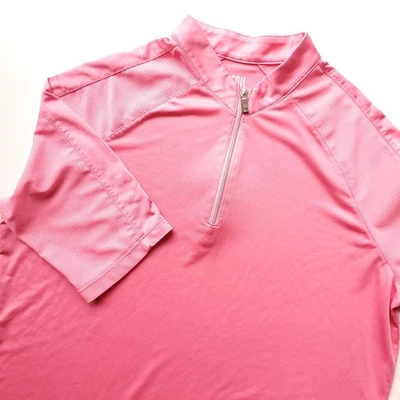 Polo de golf tenis cola etiqueta blanca para mujer L rosa 1/4 cremallera manga codo cuello falso Foto 1 de 4