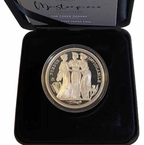 Sterlina 2021 £1 Argento 999 Moneta 1 Oz. Tre Grazie Proof 1 Pound Elisabetta II - Foto 1 di 14