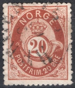 5469 Norway 1877-78, NK 27, 20 øre Posthorn. - Picture 1 of 1