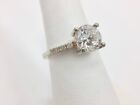 Round Brilliant Clear Cz Solitaire Accent Wedding Ring Size 7 Sterling Silver