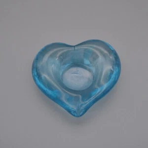 "Portacandele vintage Lasi Ruusu blu a forma di cuore vetro arte tealight Finlandia 4,25" - Foto 1 di 13