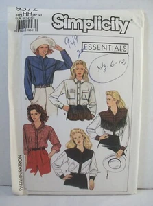 Simplicity Pattern 9372 Miss Size HH (6-12) Shirt Blouse Trim Variations Western - Picture 1 of 10