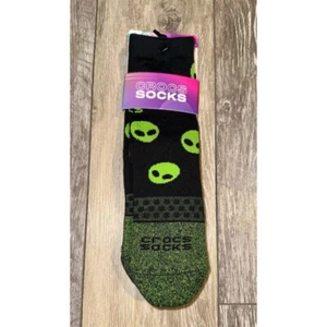 Crocs Kids Crew Socks 3 Pack Alien & Yin Yang Patterns Size L - Picture 1 of 6