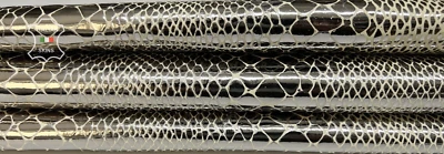 METALLIC LIGHT PLATINUM SNAKE PRINT On Strong Goatskin leather 4+sqf 0.9mm B8135 - Image 1 of 4