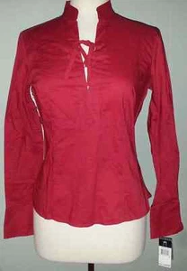 Tommy Hilfiger Bluse neu mit Etikett $ 59 Bindeband Gr. 4 Bluse Top einfarbig rot S3010  - Bild 1 von 10