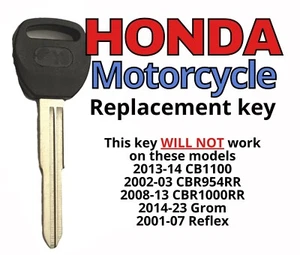 Honda Keys Motorcycle Replacement Key Cut to your Code 22313311-23232231 - Picture 1 of 2