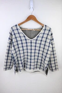 SKIN & THREADS 100% fine merino wool jumper in cream/blue/yellow size 2/UK10 - Picture 1 of 10