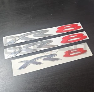 BA BF FG Falcon XR8 Chrome Red Badge Kit Side Skirt Rear Door Boot Emblem - Picture 1 of 1