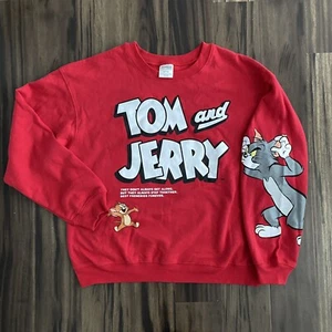 Tom And Jerry Sweatshirt Youth Large Red Sweater Cartoon Character 11 To 13 - Picture 1 of 7