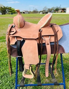 "Silla de montar occidental para niños y jóvenes rancho para niños con cordones marrones 12"" a 13" - Imagen 1 de 7