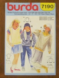 BURDA PATTERN - 7190 GIRL TOP JUMPER V-NECK INSET SKIRT YOKE 6 - 15jun UNCUT - Picture 1 of 2