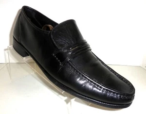 FLORSHEIM Vintage 1990s Mens SIZE 10 D BLACK Leather Slip On Loafers - Picture 1 of 11