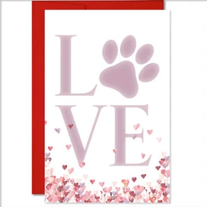 LOVE (dog theme) Valentines Day Card - 5.3 x 8 w/Envelope - Made in USA - Picture 1 of 4