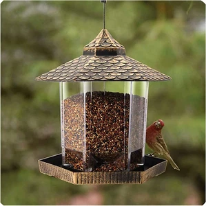 Wild Bird Feeder Hanging for Garden Yard outside Decoration Feeders with Roof - Picture 1 of 5