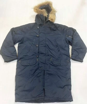 Vintage Spiewak N-3B Parka Fur Hooded Military Coat Flight Jacket Sz 42 Navy USA - Image 1 of 4