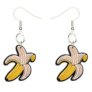Bananen Ohrringe Handarbeit hypoallergen versilbert Fischhaken - Bild 1 von 5
