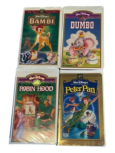 Disney Masterpiece Collection VHS Lot of 4 Dumbo, Bambi, Peter Pan, & Robin Hood - Picture 1 of 3