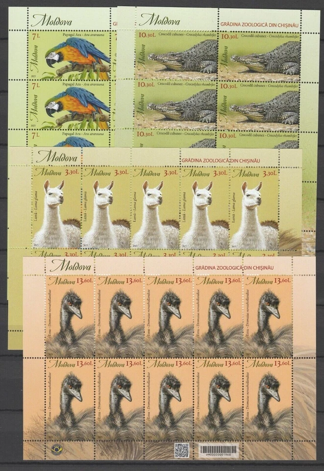 Moldova 2023 Fauna, Animals, Birds, Reptiles 4 MNH Full sheets - Image 1 of 1