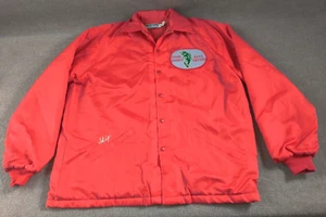 Vintage Swingster Snap Satin Red Jacket XL Fleece Lined Bass Masters Made in USA - Picture 1 of 13