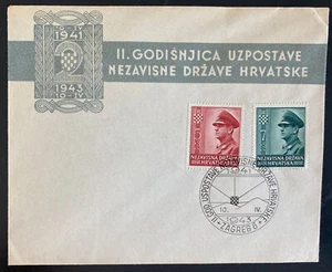 1943 Zagreb Croatia Puppet State First Day Cover FDC New Government - Picture 1 of 2