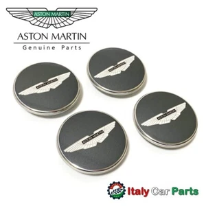Wheel Center Caps Aston Martin Vantage Rapide Vanquish DB9 DBS Grey x Black Logo - Picture 1 of 5