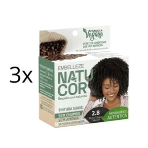 Lot of 3 Natucor Hair Dye Shade 2.8 Black Tobacco Special Color 12g Embelleze - Picture 1 of 2