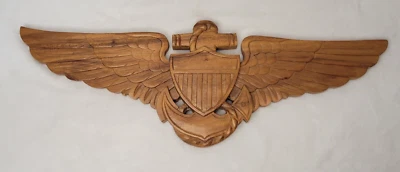 Placa de pared tallada de la Marina de los Estados Unidos con alas de águila y ancla 25" Foto 1 de 4