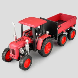 Kids Farm Toys Diecast Tractor with Trailer Dump Model Metal Toy Vehicle Red - Picture 1 of 6