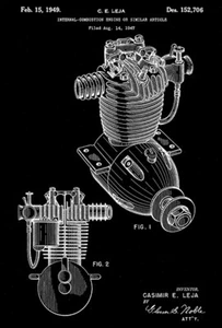 1949 - Internal Combustion Engine - C. E. Leja - Patent Art Poster - Picture 1 of 3