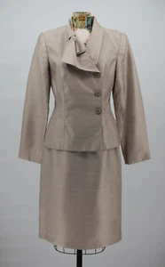 Isabella Two Piece Lined Suit Set Blazer Skirt Champagne Metallic Beige Sz 8 220 - Picture 1 of 22