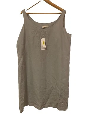NUEVO CON ETIQUETAS VESTIDO DE LINO IRLANDÉS EILEEN FISHER LENTEJUELAS TALLA 16 RESORT LAGENLOOK GRIS PLATEADO Foto 1 de 4