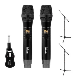 Gemini GMU-M200 Dual Handheld Wireless Microphone & 2x Auray MS-5230F Stand Kit - Picture 1 of 7