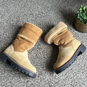 Vintage Blondo Tan Brown Suede Leather Shearling Lined Boots Women’s 6.5 B Tall - Picture 1 of 11