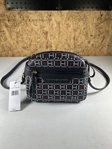 Tommy Hilfiger Small Crossbody Bag Monogram Pattern (Navy?) Black&White Red line - Picture 1 of 6